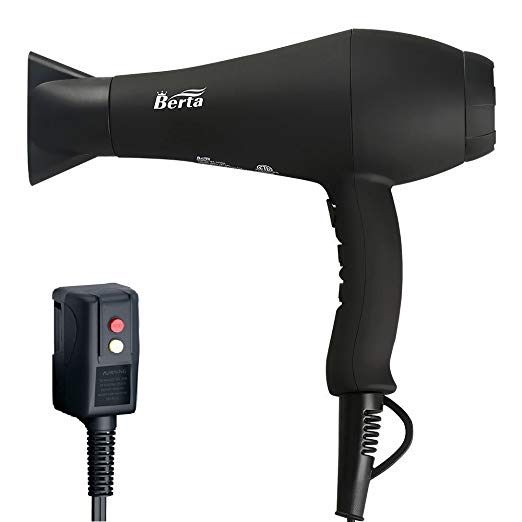 Berta Salon Professional Hair Dryer with Ceramic Tourmaline Ionic &Powerful Air Blow,Far Infrared Hair Dryer Contains 3 Heat & 2 Speed，Cool Button for Hair Styling,AC Motor 1875W with Low Noise