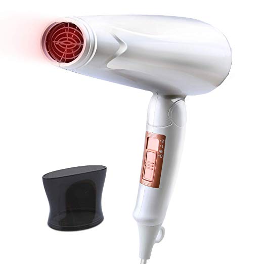 Hair Dryer, Salon Far Infrared Ionic Hair Blow Dryer with Concentrator Nozzle, 2 Speed 3 Heat Settings, Lightweight for Travel, 1600 Watts