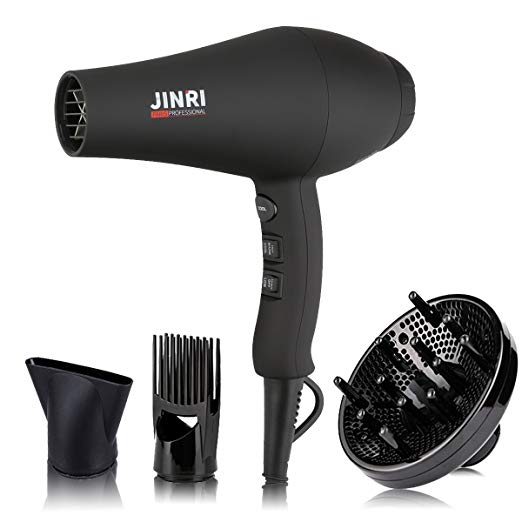 1875W Professional Salon Hair Dryer,Negative Ionic Blow Dryer,AC Motor Infrared Low Noise Hair Blow Dryer with Diffuser & Concentrator & Comb,Black