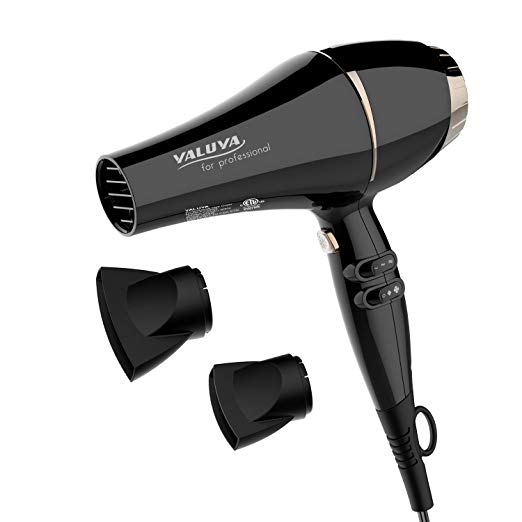 1875W Hair Dryer Professional Salon Ionic Blow Dryer by YALUYA with 2 Speeds 3 Heat Settings AC motor, 2 Concentrators (Black)