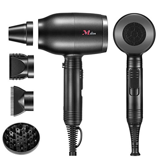 Ceramic Hair Dryer Infrared Negative Ions Hair Blow Dryer 1100W Professional Hair Dryer Faster Drying & Maximum Shine (M9 Black)