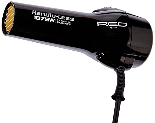 Red by Kiss Handle-Less 1875 Watt Ceramic Tourmaline Hair Dryer – With 3 Additional Styling Attachments