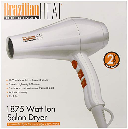 Brazilian Heat BBH3203 Brazilian Heat Ceramic Ionic Hair Dryer, 1875 Watt