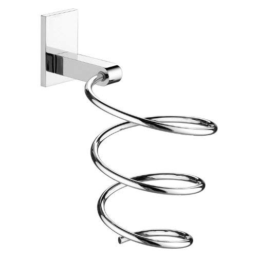 Gedy Hairdryer Supports Wall Mounted Spiral Hair Dryer Holder, Chrome, Large