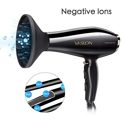 Vaslon 1875W Hair Dryer with Diffuser, Professional Salon Blow Dryer with Ceramic Negative Ionic, Fast Curly Hair Dryer with 2 Speed 3 Heat Settings, AC Motor