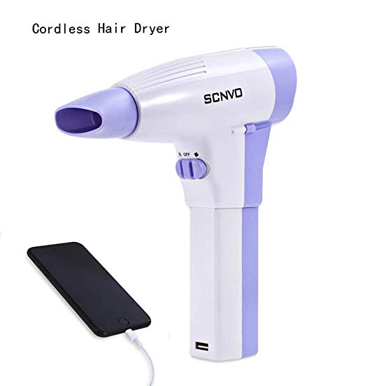 Cordless Hair Dryer, Profession Kids Hair Blow Dryers and Lithium Battery Powered Hairdryer With Diffuser