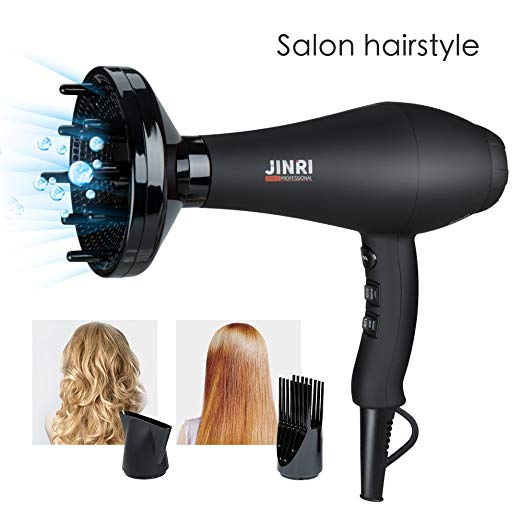 Ionic Infrared Hair Blow Dryer Professional with Diffuser for Women Salon Styling, Fast Quiet Hair Dryer for Thick Long Hair, Salon 1875W AC Motor