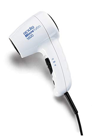 Andis 1600-Watt MicroTurbo Dual Voltage Hair Dryer, White (33805)