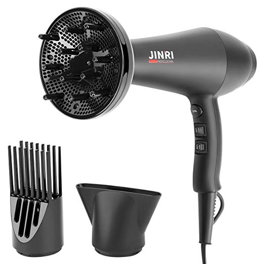 Professional Salon Hair Dryer - 1875W Jinri Negative Ionic Hair Blow Dryer, AC Motor Infrared Low Noise Hair Dryer with Diffuser Concentrator Comb