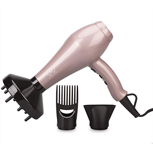 VAV 1875W Long Lasting AC Motor Infrared Negative Ions Hair Blow Dryer 2 Speed And 3 Heat Settings Cool Shot With Concentrator Nozzle Diffuser Comb US Plug