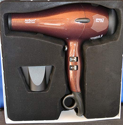 iPro AirBorn Professional Tourmaline Thermal Ionic Hair Dryer (Includes FREE Wet and Dry Brush)