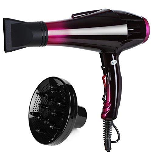 Professional Hair Dryer Negative Ionic Hair Dryer Blower Hot Cold Wind Hair Dryer 3500 Watt for Hair Styling with Diffuser Attachments (black)