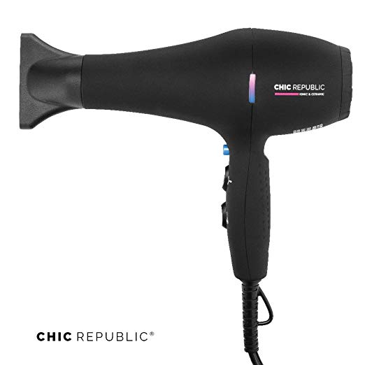 Professional Ionic Hair Dryer - Powerful Ceramic Blow Dryer - Quiet & Fast Hairdryer - Small, Ultra Lightweight Compact for Travel - 2 Diffuser Nozzles - 1875W - Premium Soft Touch Body