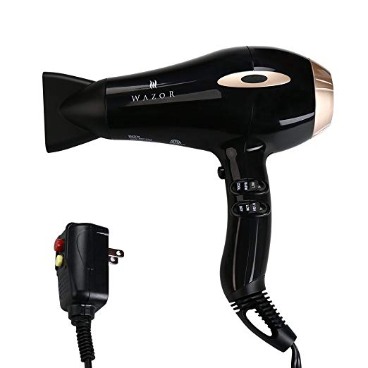 Wazor Professional Hair Dryer 1875W Negative Ionic Blow Dryer With 2 Speed and 3 Heat Settings Cool Shut Button