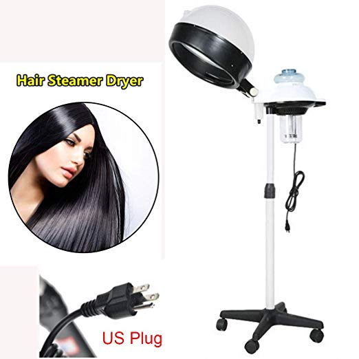 Professional Hair Steamer & Stand Salon, Portable Bonnet Adjustable Rolling Color Processor with Wheels (White)