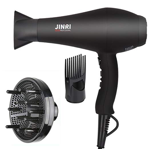 1875w Professional Salon Hair Dryer,Negative Ionic Hair Blow Dryer,AC Motor Infrared Heat Low Noise Hair Dryer,with Concentrator,Diffuser & Comb,ETL Certified, Black