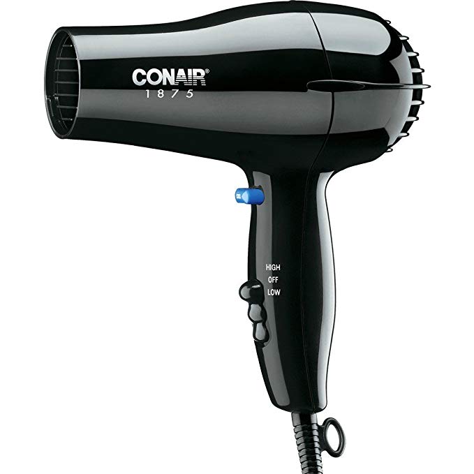 Conair 247BW Black Compact Hair Dryer - 1875W