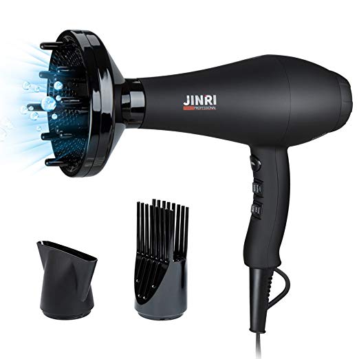 Jinri Hair Dryer Professional Salon 1875W AC Motor Negative Ionic Far Infrared Blow Dryer with Diffuser Straightenning and 2 Speed 3 Heat Setting