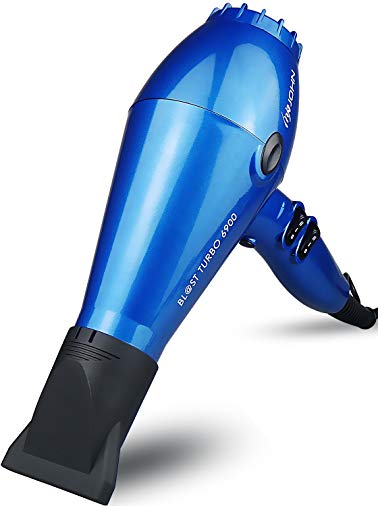 JOHN Blast 6900 Professional Hair Dryer 2200W Tourmaline Ceramic Ionic Powerful Fast Drying Blow Dryer 9Ft Cable AC Motor with 2 Nozzles for Salon Styling Glossy Blue