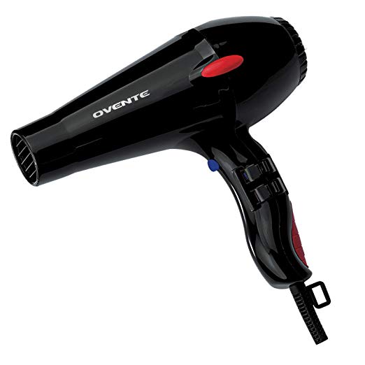 Ovente Seductive Ceramic Ionic Tourmaline Lightweight Professional Hair Dryer with 2 BONUS Concentrator Nozzles, 1875-Watts, 3-Heat 2-Speed Settings, Silky Black (X3)