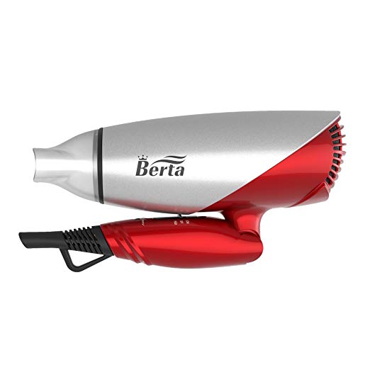 BERTA 1875 Watts Folding Handle Hair Dryer Tourmaline Ceramic Negative Ionic Blow Dryer US Plug