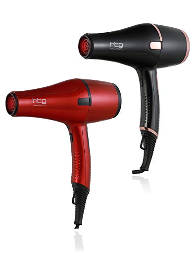 HTG Ionic Hair Dryer 1875W Negative Ion Hair Blow Dryer 2 Speed and 3 Heat Setting AC Motor Salon Use Quality Hair Blow Dryer With Negative Ion and AC Motor Professional Hair Dryer HT037(Black)