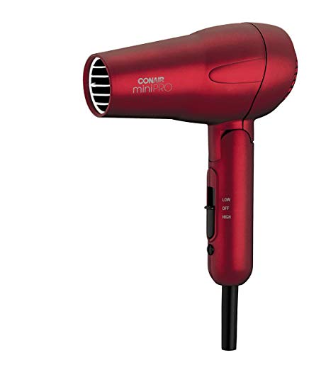 Conair MiniPRO Folding Handle Tourmaline Ceramic Styler/Hair Dryer; Red