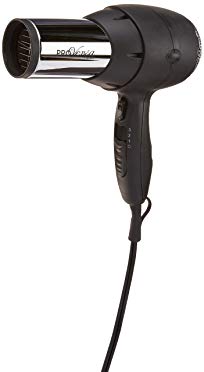 ProVersa JHD66 Turbo Hair Dryer with 3-Speed and Heat Settings, 1875-Watts, Black and Chrome Finish