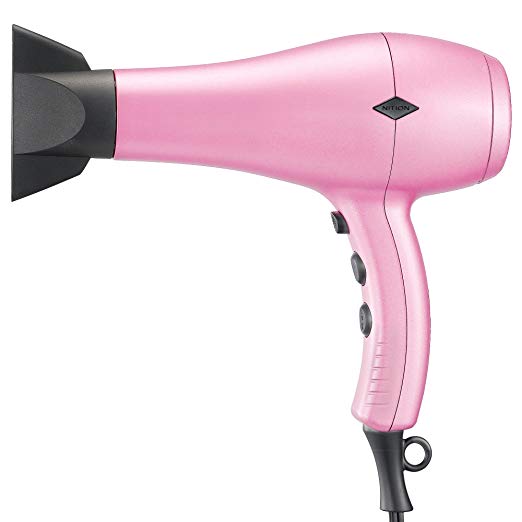 NITION Ceramic Hair Dryer Negative Ion,Ionic Blow Dryer Quick Drying,1875 Watt 2 Speed / 3 Heat Settings,Cool Shot Button,Lightweight,Rose Pink