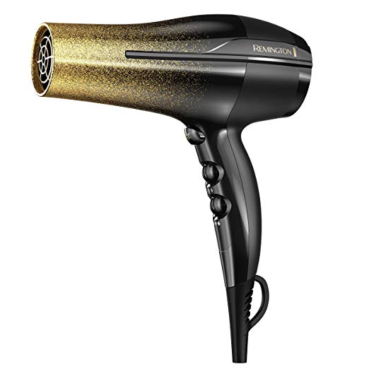 Remington Titanium Fast Dry Hair Dryer with Ionic and Ceramic Technology, Black & Gold Glitter, D5951